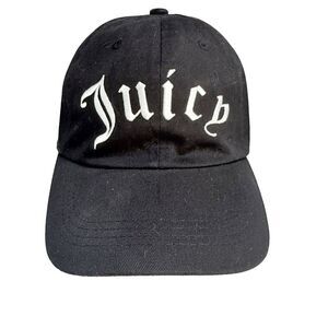 Juicy Couture Forever Black Cotton Hat Adjustable Strap-Back One Size